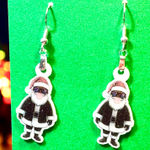 Handmade Santa Claus Black Pink Christmas Dangle Pierced Earrings New Photo 0