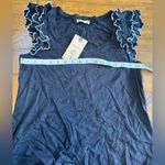 Democracy  Double Ruffle Cap Sleeve black blouse NWT size S Photo 3