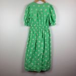 Frnch Midi Floral Dress Women S Emerald Green Eyelet Embroider Puff Sleeve Boho Photo 2