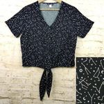 Hot Topic Constellation Tie Front Button Up Top Womens S Black Goth 90s Photo 0