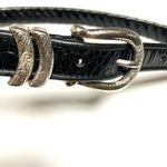 Brighton Horsebit Old Money Black Croc Print Belt Silver Western Style Photo 8