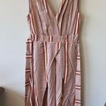 Sancia Ada Brown Tan Stripe Faux Wrap Midi Dress in Hana Stripe Photo 1