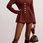 NWT Commense Cinched‎ Pleated Blazer With Shoulder Pads, Medium Photo 0