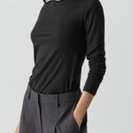 Theory Black Tiny Long-Sleeve Tee in Organic Cotton. Size L. MSRP $95 Photo 2