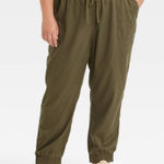A New Day  High-Rise Woven Ankle Jogger Pants Olive Green Women’s 4X 28-30 Photo 0