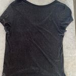 Rock & Republic  women’s deep V‎ black tee shirt silver sparkles cap sleeves sz L Photo 3