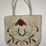 Beautiful Vintage beaded handbag purse red flower Photo 0