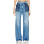 MOTHER Superior 32 Wide Leg High Rise The Patch Maven Heel Love Triangle Jeans Blue Photo 3