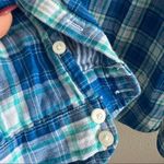 Tommy Hilfiger  Blue Plaid Double Layer Contrasting Cotton Shirt Women Large Photo 5