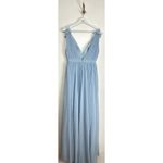Mac Duggal  Plunge Neck Chiffon Grecian Gown in Powder Blue Size US 2 Photo 6