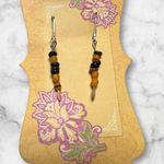 Elegant Wooden and Vintage Bead Drop Earrings Black Photo 0