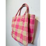 Sandro Women's Beige Pink Rose Gingham Checkered Tote Bag Photo 11