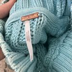 Free People  Sweetheart Light Blue Chunky Knit Mock Neck Oversized Sweater Small Photo 6