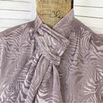 Vintage Alexandria Satin Jacquard Blouse Dusty Mauve 10 Bow Neck Pussybow Purple Photo 4