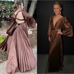 Mac Duggal  Long Sleeve Pleat Charmeuse CutOut Gown Espresso 26737 size 6 UB Photo 4