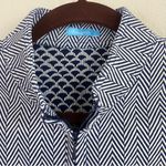 J. McLaughlin  Navy Chevron Print Scuba Full Zip Slim Jacket Size Large Photo 1