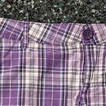 Max Rave Women’s Junior’s  Purple & White Size 5 Flannel Shorts Photo 1