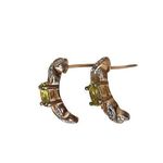 925 Sterling Silver Peridot Pave Diamond Women’s Designer Earrings Huggies Silver Photo 4