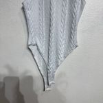 Free People Intimately White Textured Mock Neck Bodysuit Sz M Photo 3