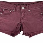 American Eagle Maroon Frayed Hem Shorts Photo 0