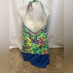 Lands' End  Womens Swimsuit Sz‎ 12DD/10 Two Piece Halter Tankini & Short EUC 0390 Photo 2