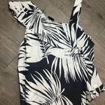 Who What Wear Black And White Tropical Top Photo 0