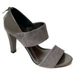 Talbots  "Emmie" Patent Leather/Suede Smoke Grey Open Toe Sandal Heels Photo 0