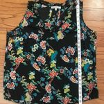 Rose + Olive - Black tank top blouse with multiple colors and Floral designs Size L Photo 7