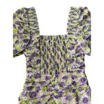 ZARA  Draped Ruched Puff Sleeves‎ Floral Bodycon Mini Dress Lilac Size XS Photo 13