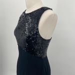 Vintage 90s Sequin Bodice Mini Dress Racerback Empire Waist High Neck Black XS Photo 4
