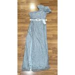 Mac Duggal 5622 Silver Sequin One-Shoulder Gown Evening Formal Dress Size 12 Photo 7