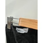 ZARA  Black Denim Zip Strapless Top Size S Cropped Emo Festival Grunge Biker Photo 3