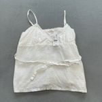 John Galt NWT Brandy Melville One Size White Linen Cami Top Lace Trim Tie Straps Photo 0