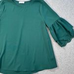 Ces Femme Green Bell Sleeve Blouse Women's Large Cutout Floral Detail Top Photo 3