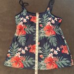 Women’s Navy Floral Tankini Two Piece Swimsuit Boy Short Bottoms Size 8 NEW Blue Photo 2