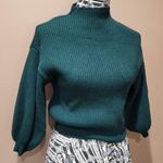 Forever 21 *5/$25 Sale* Green Rib knit mock turtleneck cropped sweater sz S Photo 0