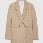 ANINE BING ππ Tweed Double Breasted Fishbone Blazer ~ Tan & Cream Medium Photo 10