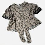 Vera Bradley  Pink and Black Floral Print Short Sleeve Top, Size X-Large Photo 0