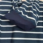 Chaser Navy Blue Striped Mixed Media Blouson Sleeve Pullover Hoodie Photo 9