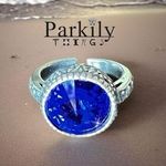 Sparkly ring made with Swarovski crystal adjustable fit handcrafted Silver Photo 1