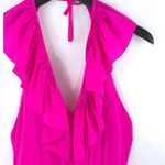 Amanda Uprichard Hot Pink Barbie Core Ruffle Halter Dress Photo 3