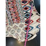 Angie  Boho Southwestern Geometric Print Beaded Peasant Top Medium Dolman Sleeves Photo 7