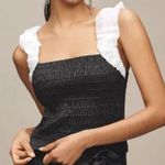 Maeve Anthropologie  Faux-Leather Scrunch Smocked Top Sz XL Photo 0