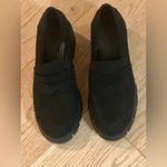 ASOS  DESIGN Storm chunky mid heeled loafers in black suedette Photo 2