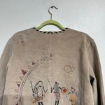 Chico's Tan Genuine Suede Leather Vintage Native Tribal Jacket Sz 2 Photo 8