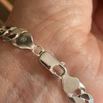 Sterling Silver Faceted Italian Pave Flat Curb Bracelet Photo 3