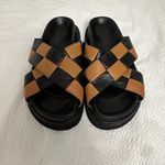 ALOHAS Sandals Marshmallow Checkered Scacci Leather Crossover Black Brown 39/8.5 Photo 1