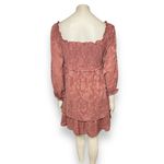 Pink Lily | Textured Floral Long Sleeve Cinched Bust Smocked Mini Tiered Dress L Photo 10