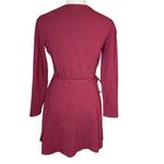 American Apparel Women's Burgundy Ponte Margot Long Sleeve Wrap Dress Size Large Photo 3