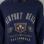 Vintage 90s Newport Beach California Navy Sweatshirt Women’s L Unisex Men’s S Blue Size L Photo 4